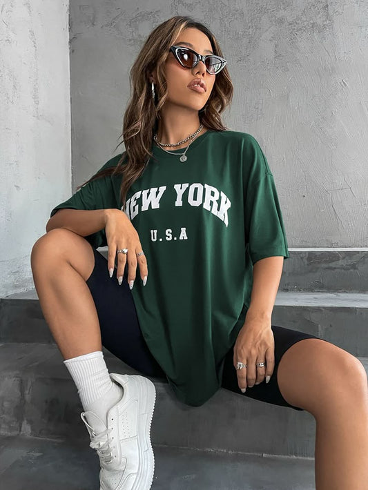 Drop Shoulder New York Printed Tee
