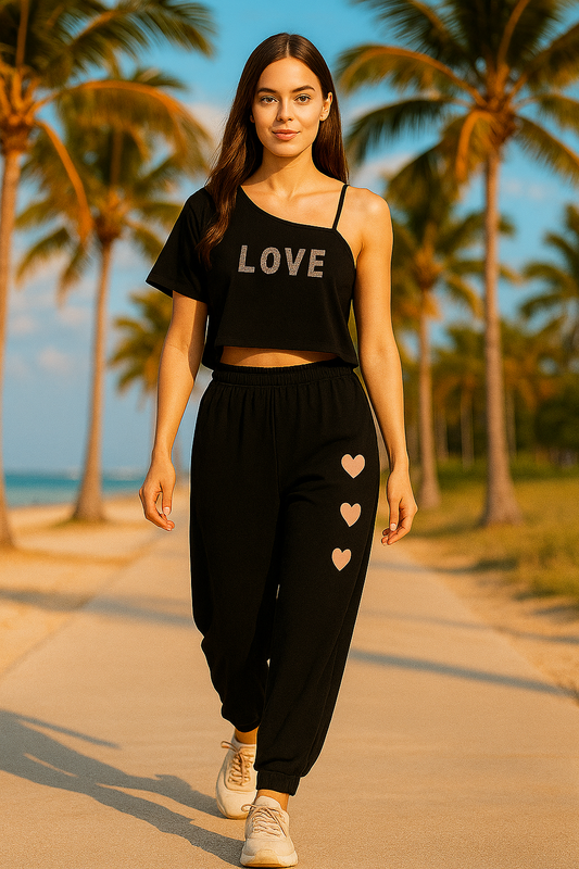 Love Off Shoulder Tracksuit