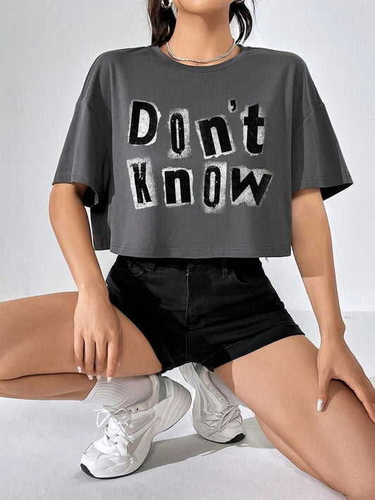 Don't Know Drop Shoulder Crop Top